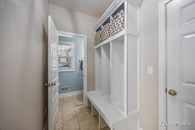 mudroom featuring light tile patterned floors