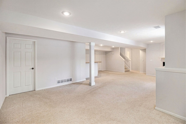 basement with carpet