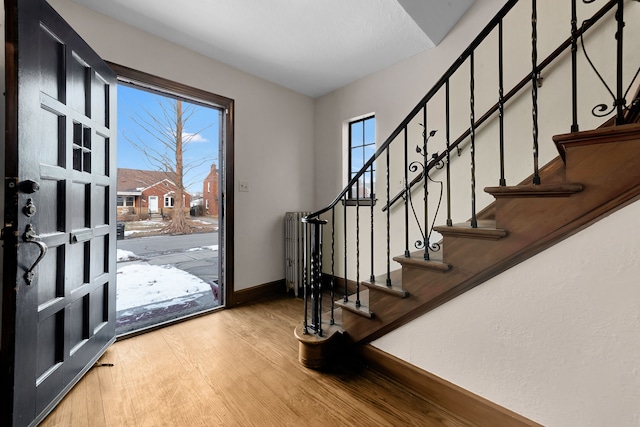 entrance foyer with light hardwood / wood-style flooring