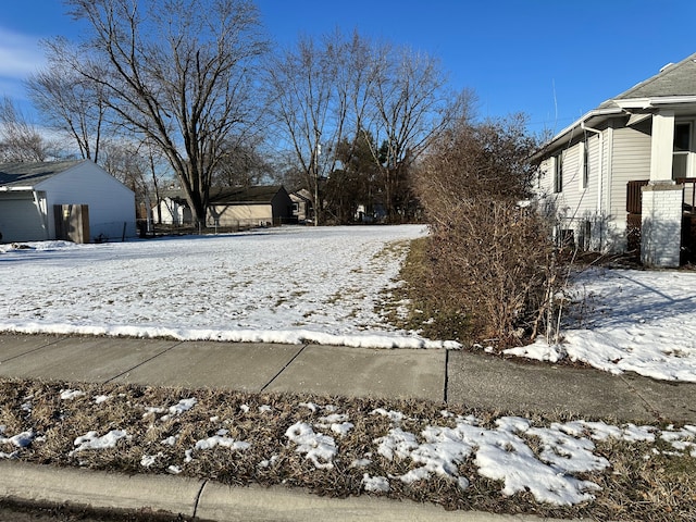 view of yard covered in snow