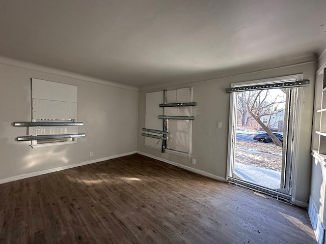 interior space with dark wood-type flooring