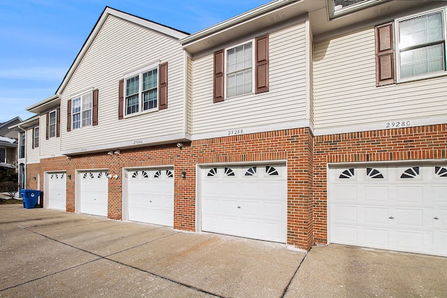 exterior space with a garage