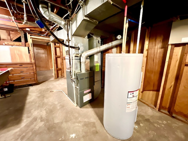 utilities with water heater and heating unit