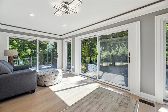 interior space with a healthy amount of sunlight and light wood-type flooring