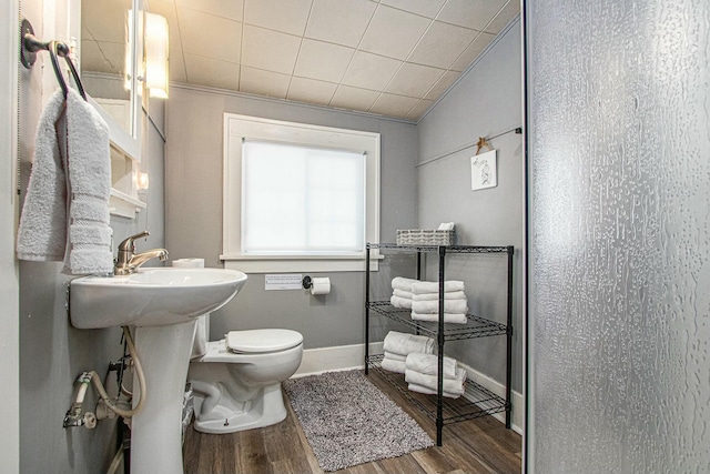 bathroom featuring hardwood / wood-style flooring and toilet