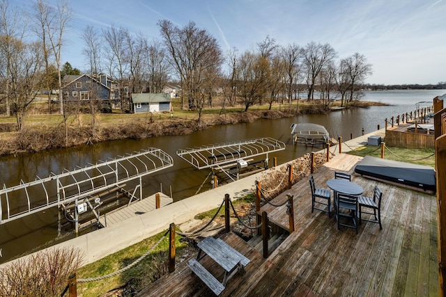 view of dock featuring a water view