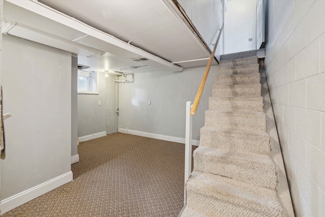 basement with carpet floors