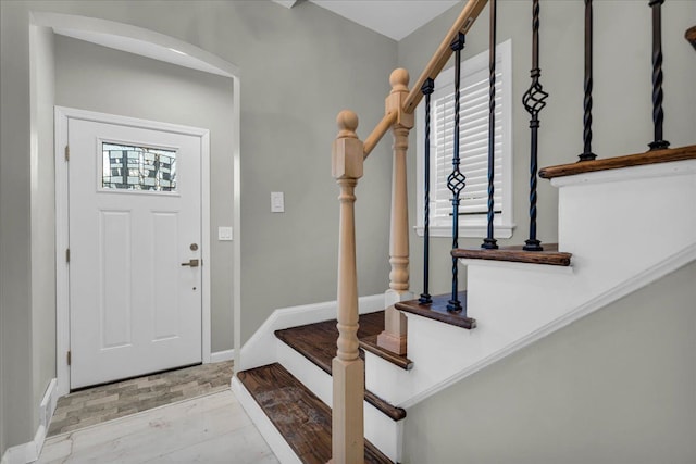 foyer entrance featuring light hardwood / wood-style floors