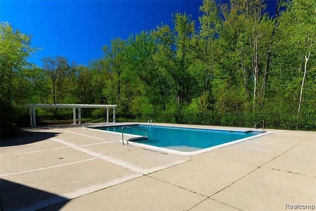 view of pool featuring a patio