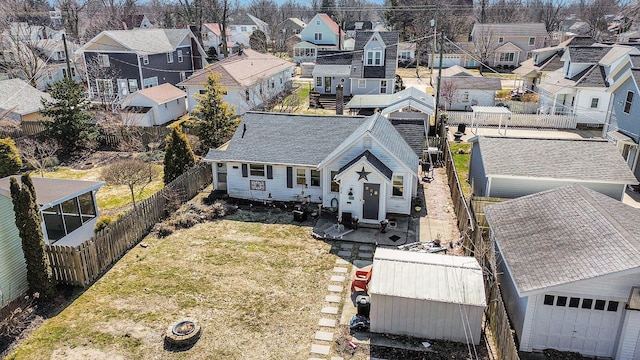 aerial view with a residential view