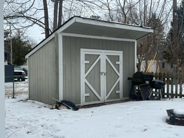 view of snow covered structure