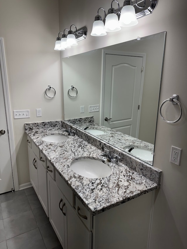 bathroom featuring vanity and tile patterned floors