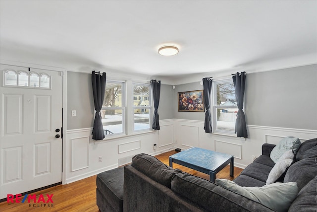 living room featuring light wood-type flooring