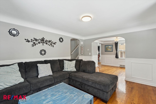 living room with hardwood / wood-style floors