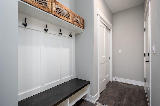 mudroom featuring dark hardwood / wood-style flooring