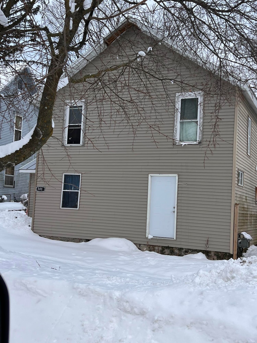 view of snow covered exterior