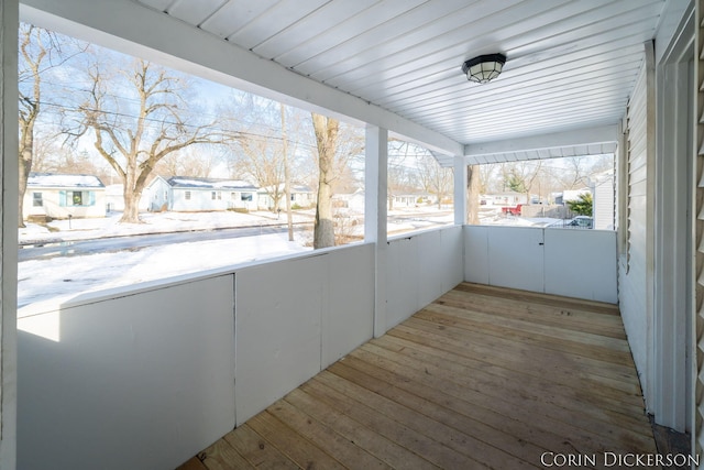 view of unfurnished sunroom