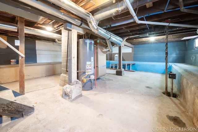 basement with gas water heater