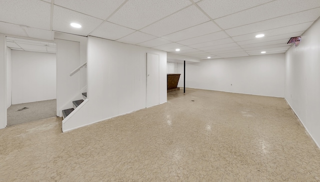 basement with a drop ceiling