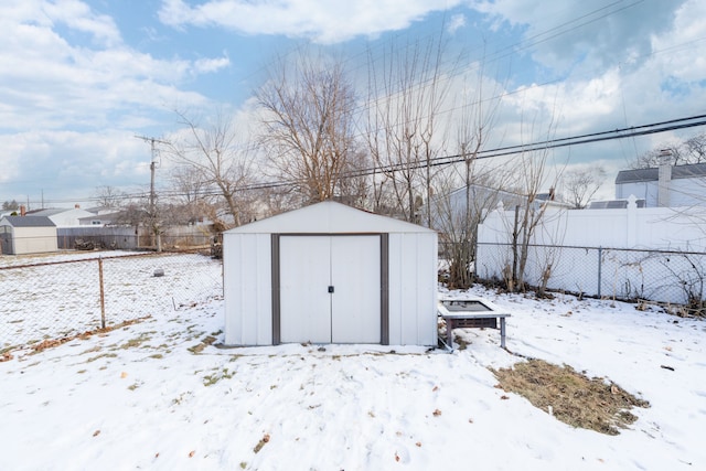 view of snow covered structure