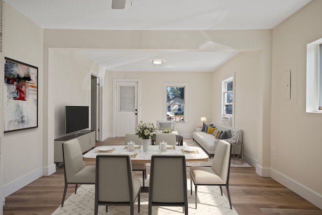 dining area featuring hardwood / wood-style flooring