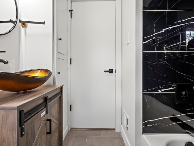 bathroom featuring vanity and tile patterned flooring