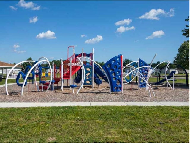 view of play area featuring a yard