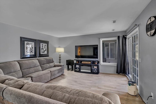 living room featuring light hardwood / wood-style floors