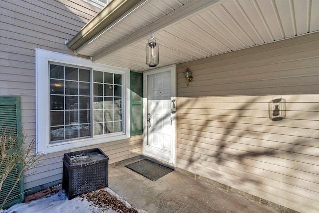 entrance to property with a patio area