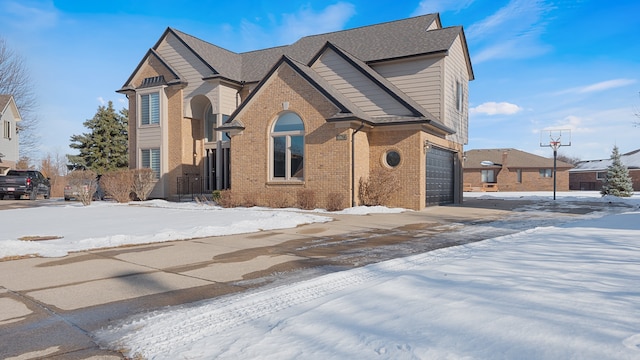 front facade with a garage