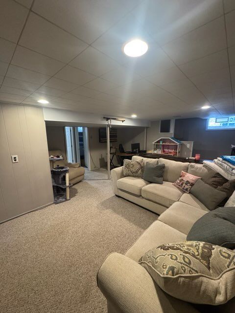 living room with carpet floors