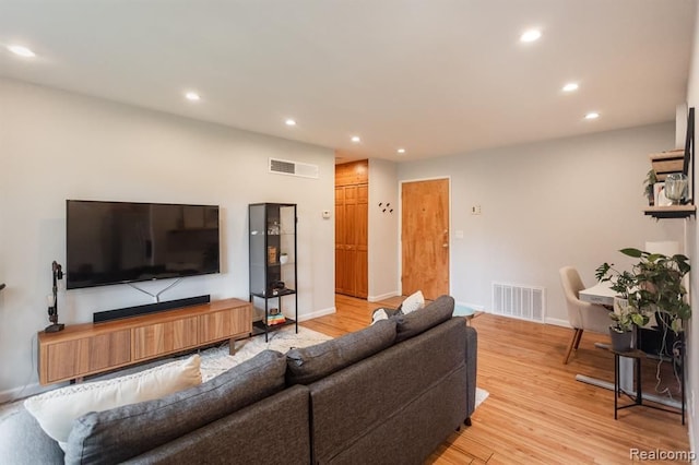 living room featuring light wood-type flooring