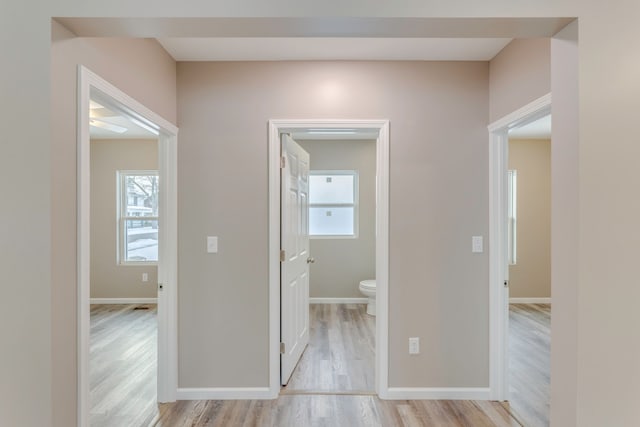 hall featuring light wood-type flooring