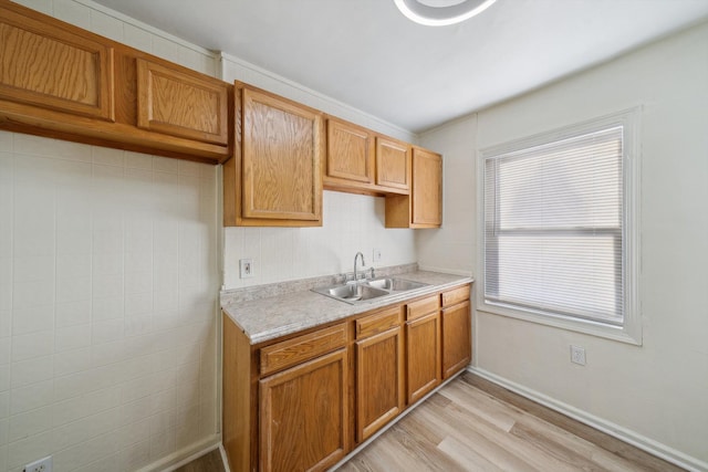 kitchen featuring sink and light hardwood / wood-style flooring