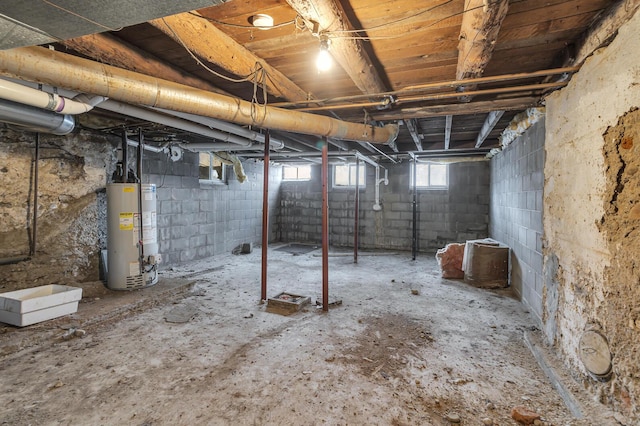 basement with water heater