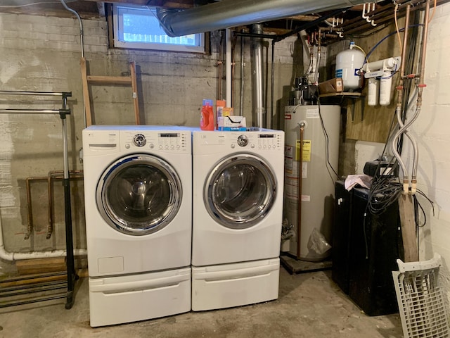 laundry area featuring independent washer and dryer and gas water heater