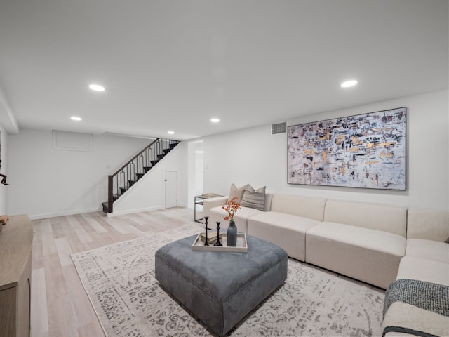 living room featuring light hardwood / wood-style flooring