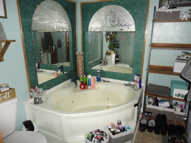 bathroom featuring a tub to relax in