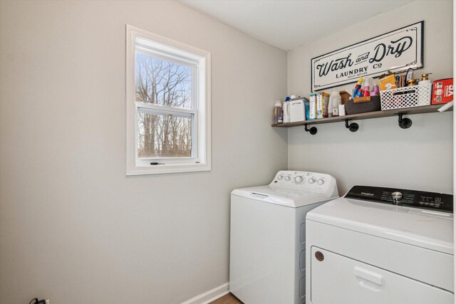 177 E Lowry, Brooklyn, MI 49230 - laundry area with washing machine and clothes dryer and baseboards