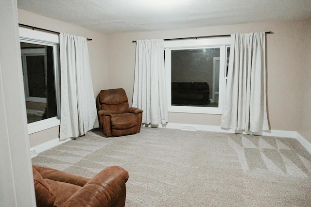 sitting room featuring baseboards and carpet