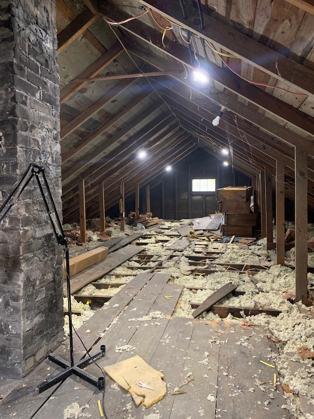 view of unfinished attic