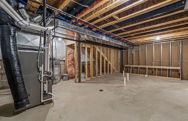 basement featuring water heater