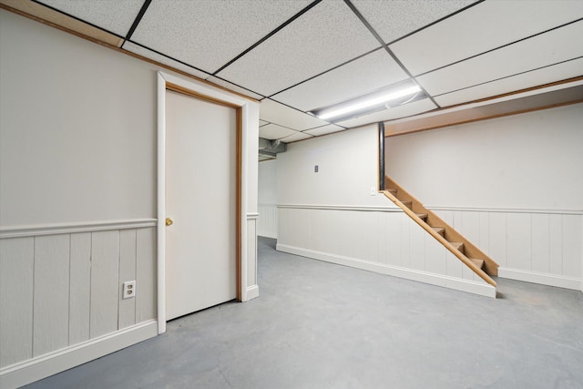 basement with a drop ceiling