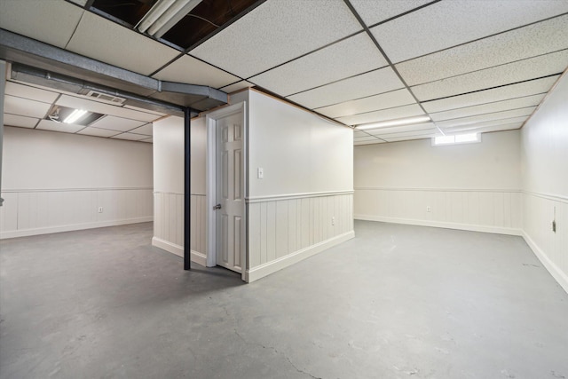 basement with a drop ceiling