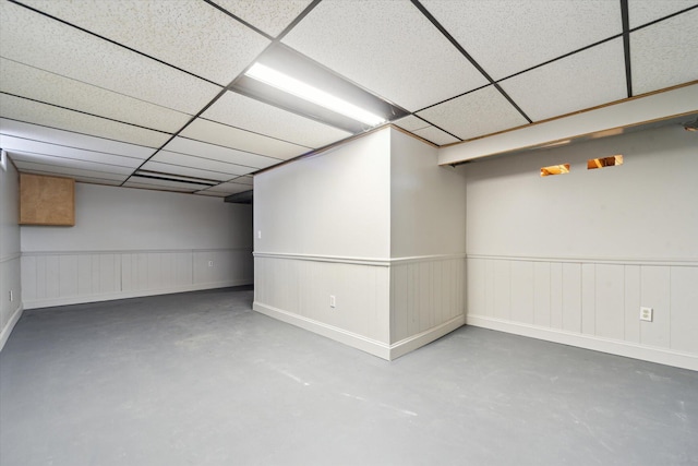 basement with a drop ceiling