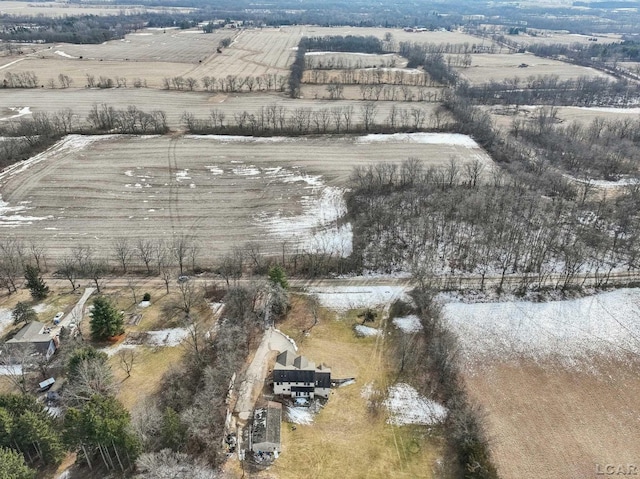 bird's eye view with a rural view