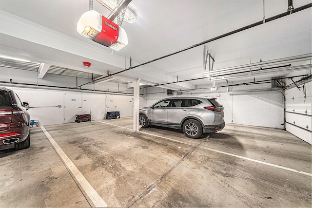 garage with a garage door opener