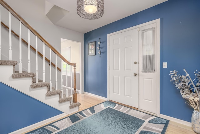 entrance foyer with light wood-type flooring