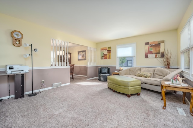 living room featuring carpet floors