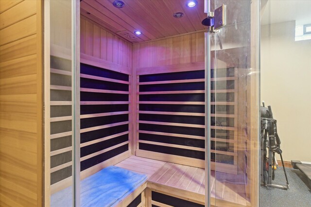 view of sauna with recessed lighting